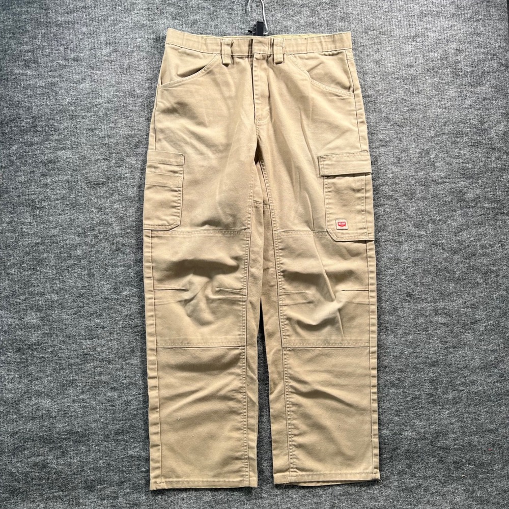 Red Kap Mens Tan Canvas Cargo Work Pants Straight Leg Utility Trousers 34x29